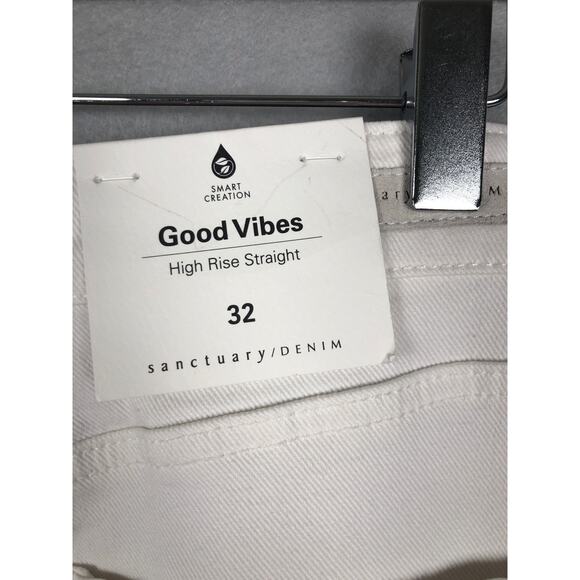 Sanctuary/Denim Good Vibes Jeans Women's Size 32 White High Rise Straight NEW - Picture 6 of 10